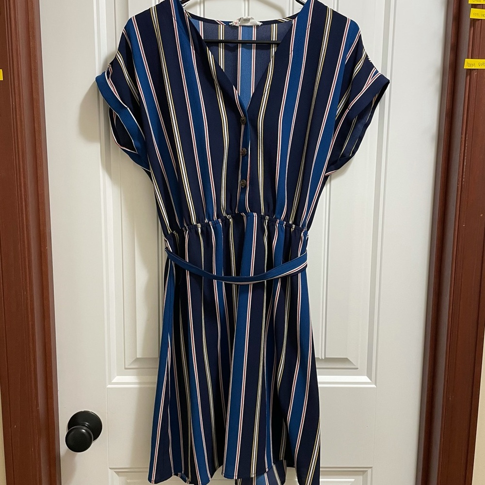 Striped V-neck dress